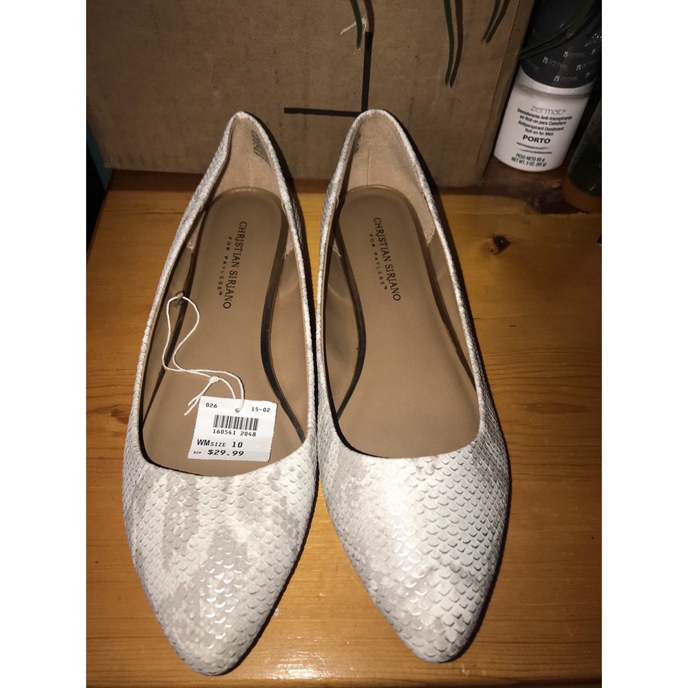 CHRISTIAN SIRIANO SNAKE SKIN FLATS